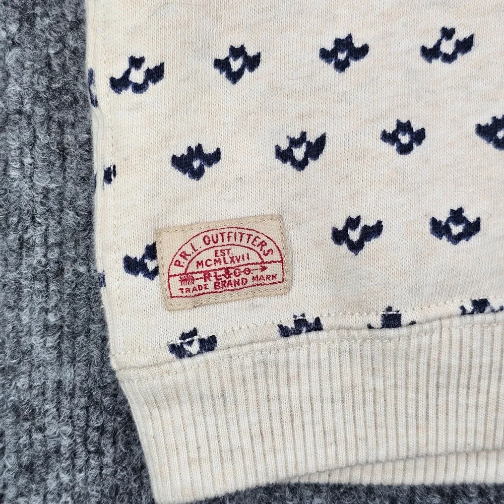 Ralph Lauren Infant Boys 6M Fair Isle Shawl Collar Pullover Sweater Fleece Cream